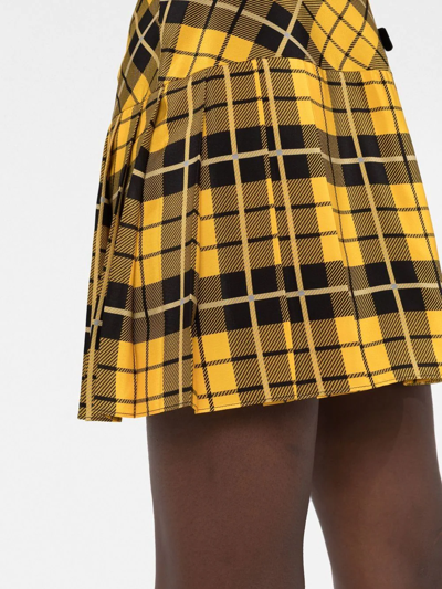 Shop Alessandra Rich Bow-detail Pleated Skirt In Yellow