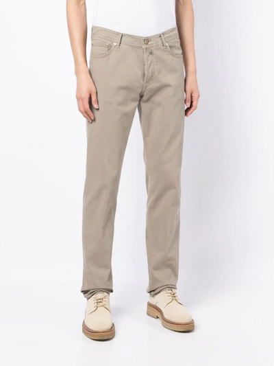 Shop Kiton Straight-leg Chino Trousers In Brown