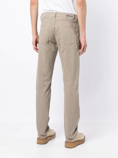 Shop Kiton Straight-leg Chino Trousers In Brown