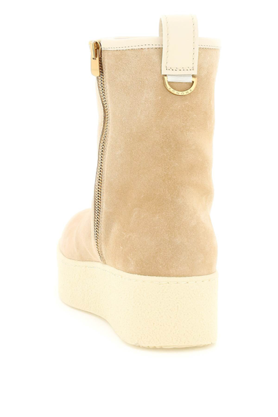 Shop Agnona Suede After Ski Ankle Boots In Beige