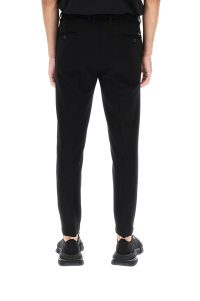 Shop Dolce & Gabbana Tailored Jersey Pants In Black
