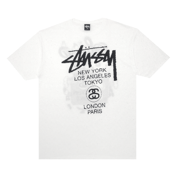 stussy world tour tee white