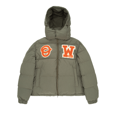 Pre-owned Off-white Ow Patch Puffer 'army Green/orange'
