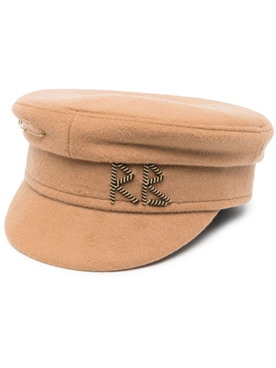 Shop Ruslan Baginskiy Appliqué-logo Wool Beret In Nude