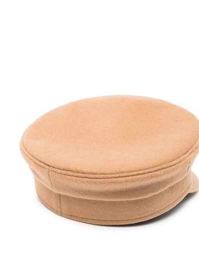 Ruslan Baginskiy Beige Safety Pin Wool Baker Boy Cap In Nude