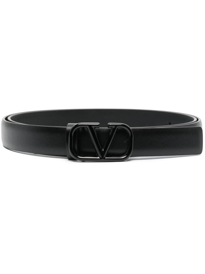 Shop Valentino Vlogo Signature Leather Belt In Schwarz