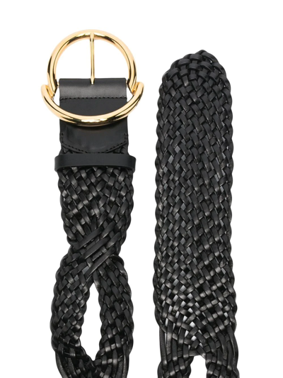 Shop Etro Braided Leather Belt In Schwarz