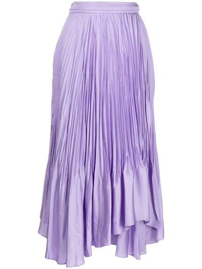 Shop Jonathan Simkhai Mckenna Pleated Midi Skirt In Violett