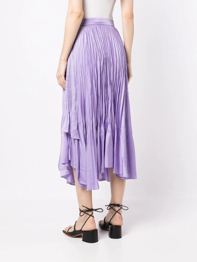Shop Jonathan Simkhai Mckenna Pleated Midi Skirt In Violett