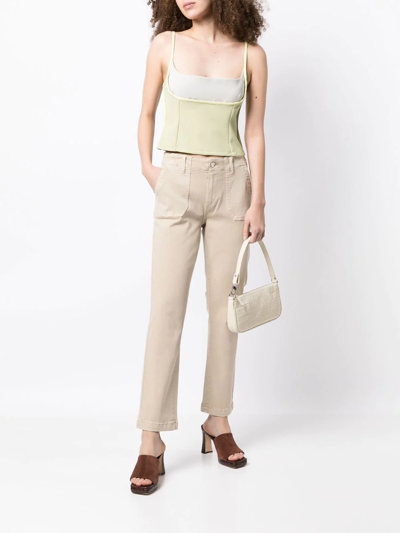 Paige Tapered-leg Denim Jeans In Braun
