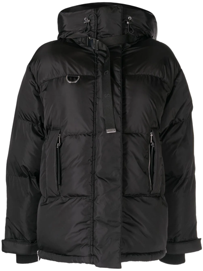 Shop Shoreditch Ski Club Willow High-neck Puffer Coat In Schwarz