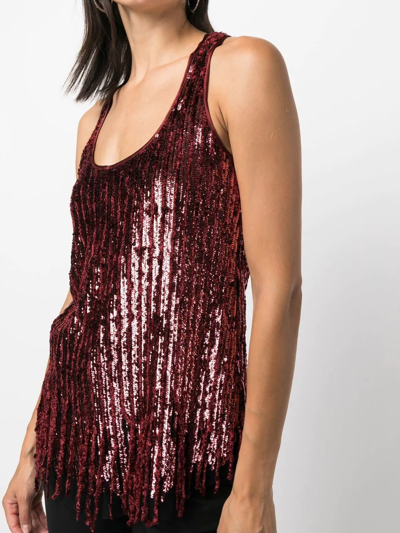 Shop Etro Sequinned Tank Top In Rot