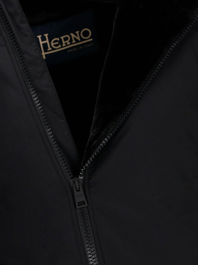 Shop Herno Zipped Hooded Coat In Nero