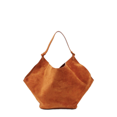 Shop Khaite Lotus Medium Tote Bag In Brown