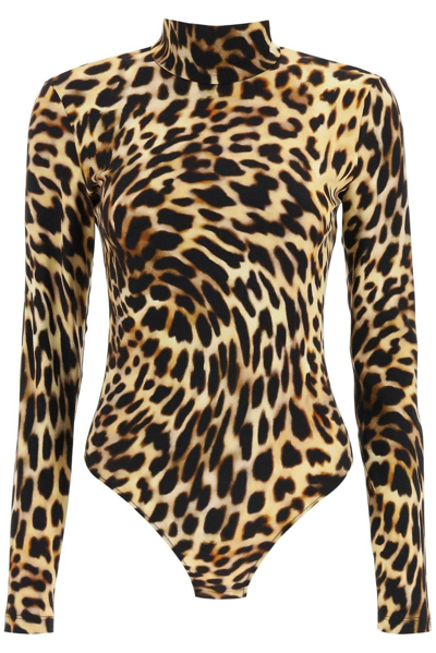 Shop Stella Mccartney Cheetah Printed Bodysuit In Beige E Nero