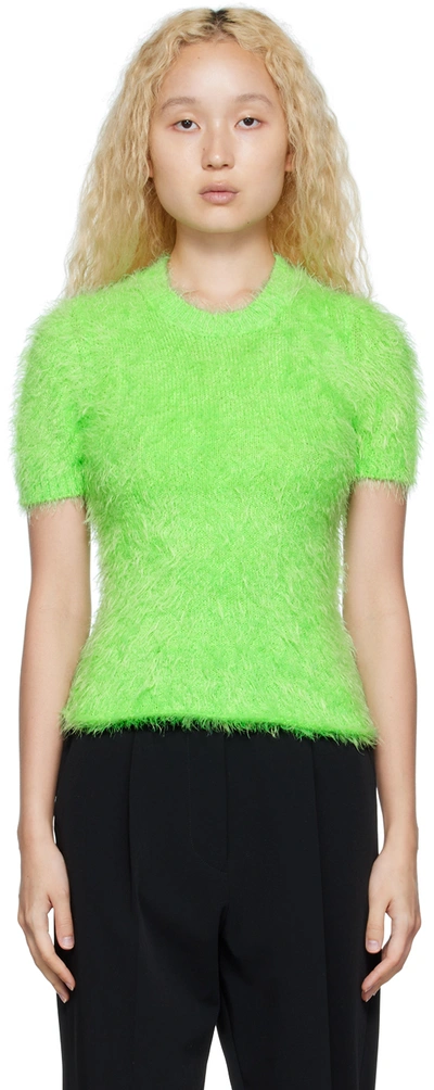 Shop Msgm Green Maglia Sweater In 35 Fluo Green