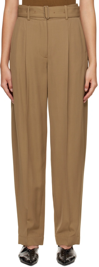 Shop Joseph Tan Drew Trousers In Camel 0150