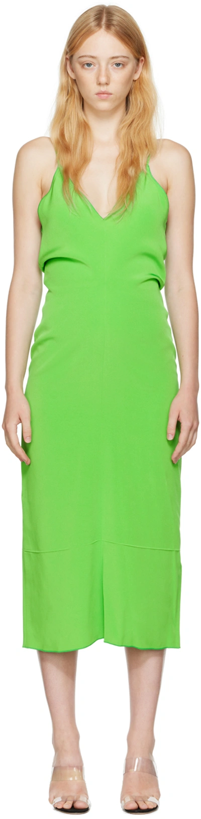 Shop Victoria Beckham Green Vented Midi Dress In 2630 Apple Green