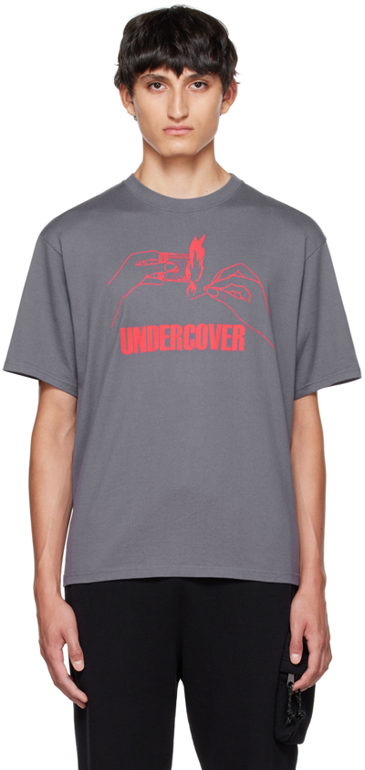 Shop Undercover Gray Graphic T-shirt In Blue Gray