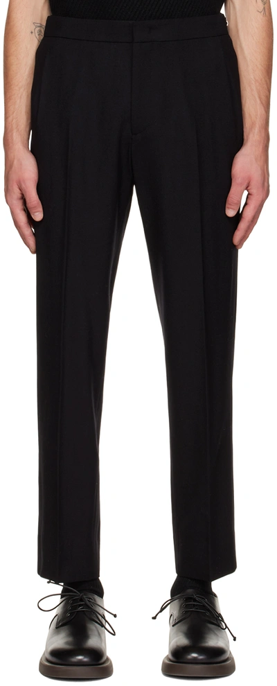 Shop Solid Homme Black Tapered Trousers In 363b Black