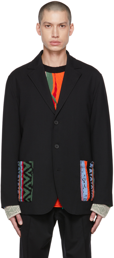 A Personal Note 73 Black Embroidered Blazer In 001 Black