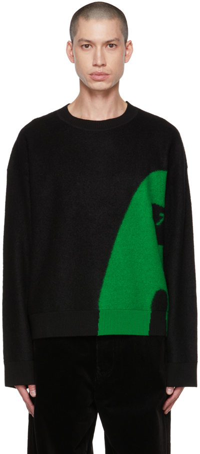 Black Printed Sweater In 001 Black