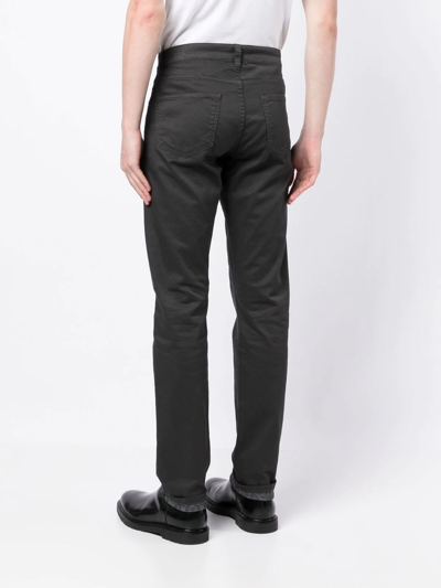 Shop Isaia Rolled-hem Slim-fit Trousers In Grey