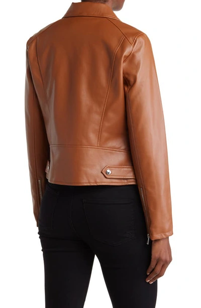 Shop Sam Edelman Faux Leather Crop Moto Jacket In Luggage