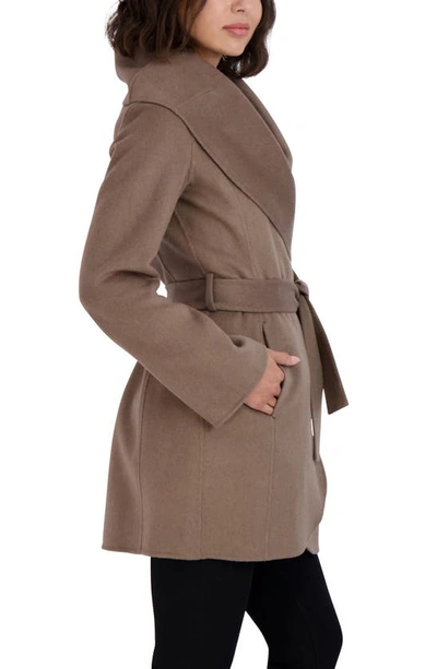 Tahari Marilyn Oversize Shawl Collar Wool Blend Coat In Mink
