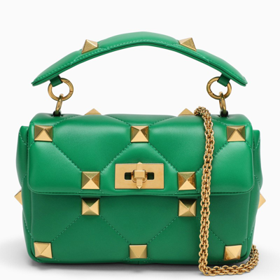 Shop Valentino Green Roman Stud The Shoulder Medium Bag
