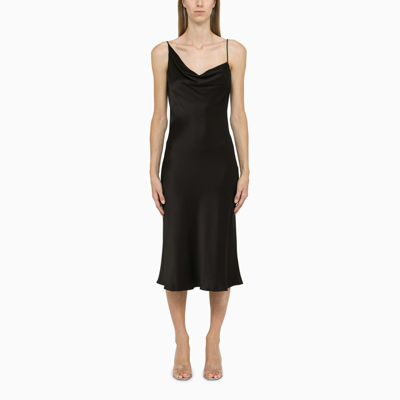 Shop Stella Mccartney Black Satin Midi Dress