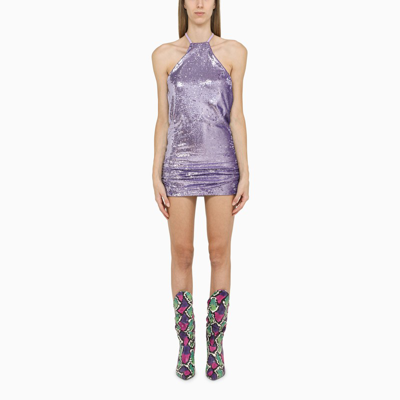 Shop Attico Lilac Mini Dress With Sequins In Grey
