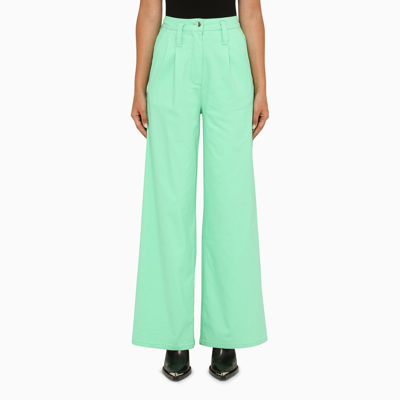 Shop Rotate Birger Christensen | Green Viscose Wide Trousers