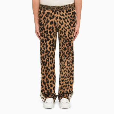 Shop Palm Angels Brown Animalier Print Joggers
