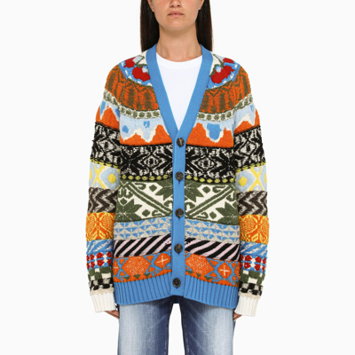 Shop Dsquared2 Oversized Multi-coloured Wool Cardigan In Multicolor