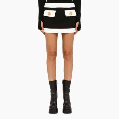 Shop Dsquared2 Black And White Knit Mini Skirt
