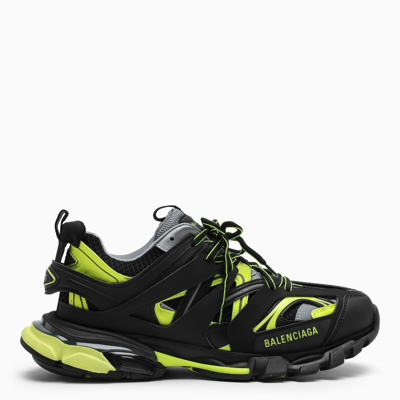 Shop Balenciaga Black And Neon Yellow Track Low-top Sneakers