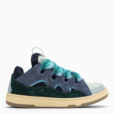 Shop Lanvin Multicolor Leather Curb Sneakers In Blue