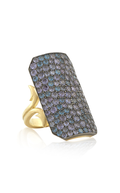 Sylva & Cie Women's 18k Yellow Gold Long Ten Table Ring With Mixed ...