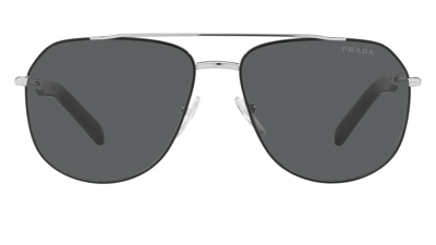 Shop Prada Dark Gray Pilot Mens Sunglasses Pr 59ws Gaq731 60 In Black,grey