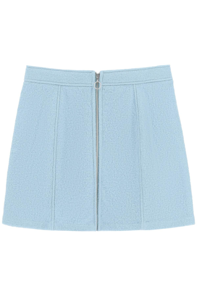 Shop Apc Alis Wool Miniskirt In Light Blue
