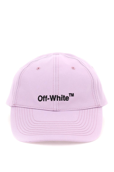 Shop Off-white Helvetica Logo Baseball Cap In Purple