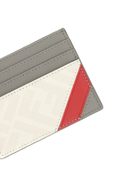 Shop Fendi Diagonal Cardholder In Grey,white,red