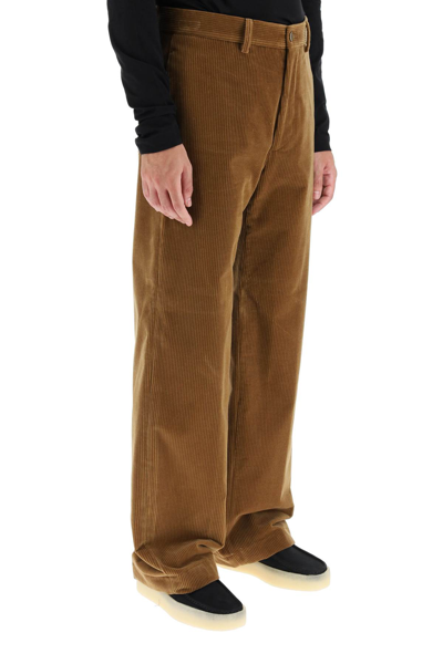 Shop Etro Straight Corduroy Pants In Khaki