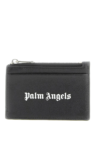 Shop Palm Angels Leather Cardholder With Logo In Black