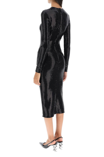 Shop Dolce & Gabbana Sequined Midi Dress In Black