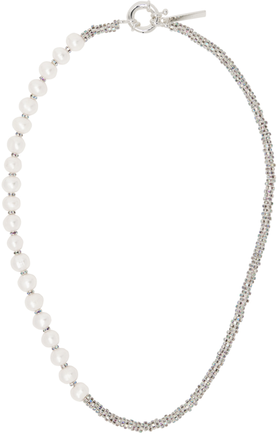 Shop Pearl Octopuss.y Silver Baroque Diamond Necklace In Pearl/silver