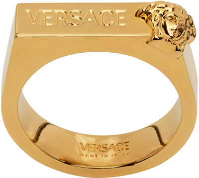 Shop Versace Gold Medusa Ring In 3j000 Oro