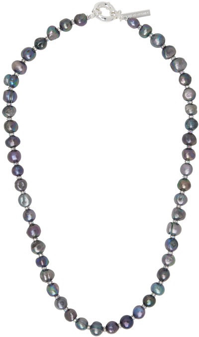 Shop Pearl Octopuss.y Purple Pearl Noir Necklace In Dark Purple