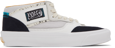 Shop Vans White & Navy Og Half Cab Sneakers In Devil's Details True